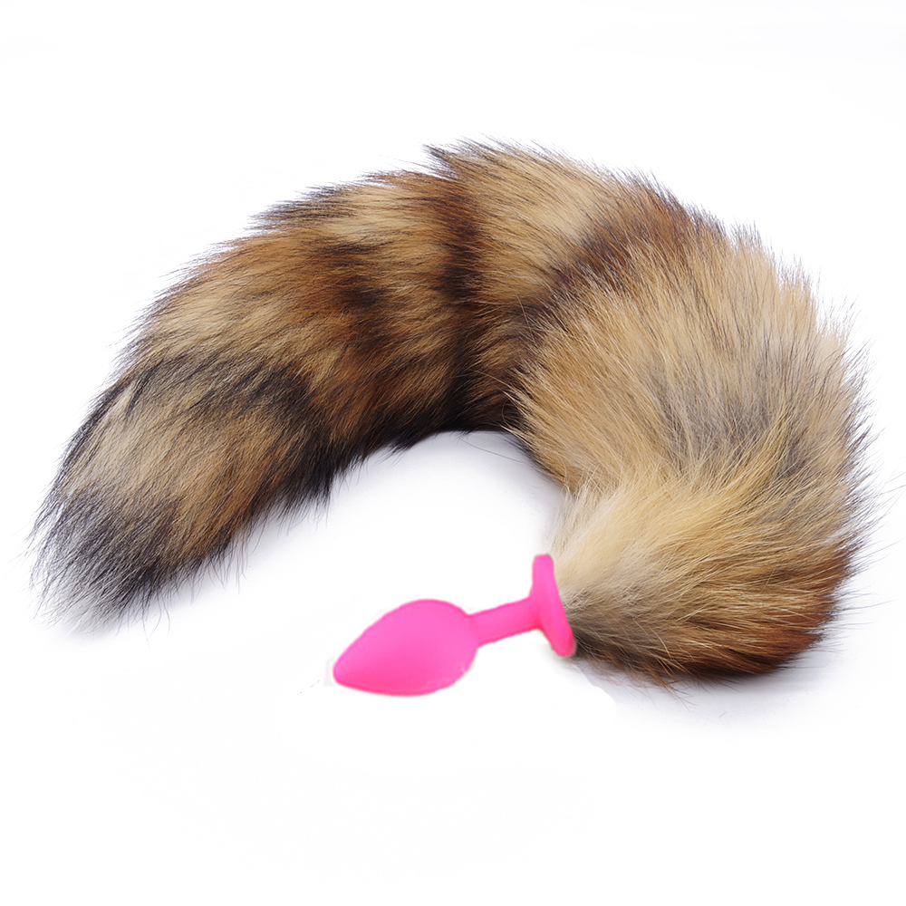 Анальная пробка "Vandersex" силикон, лисий хвост 25см. S, Pink