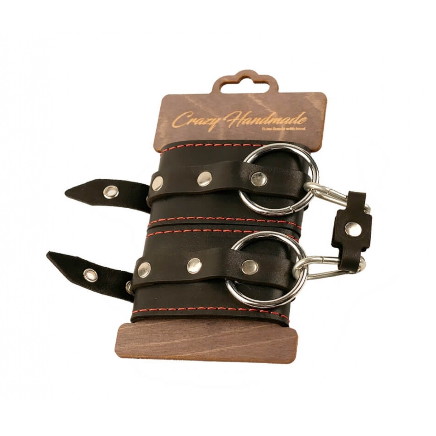 Однослойные наручники из натуральной кожи с контрастной строчкой