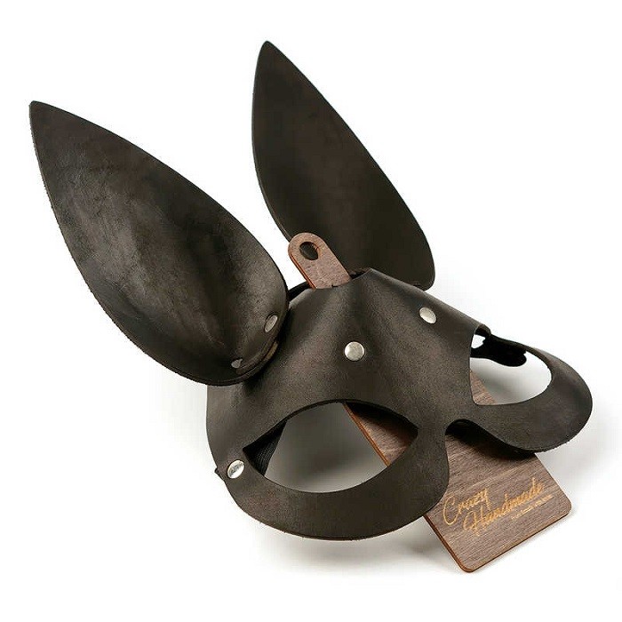 Маска с ушки зайки, натуральная кожа 