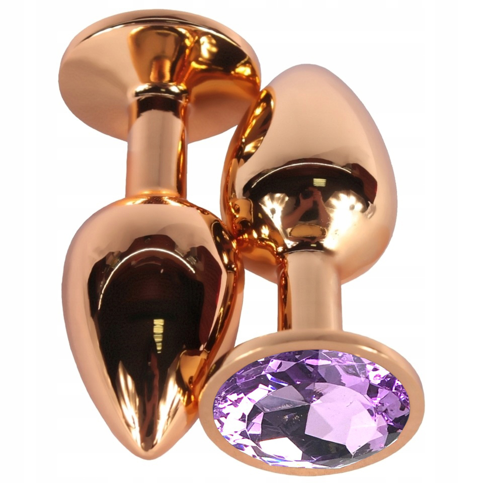 Анальная пробка "Vandersex" металл, сиреневый кристалл M, Bronze