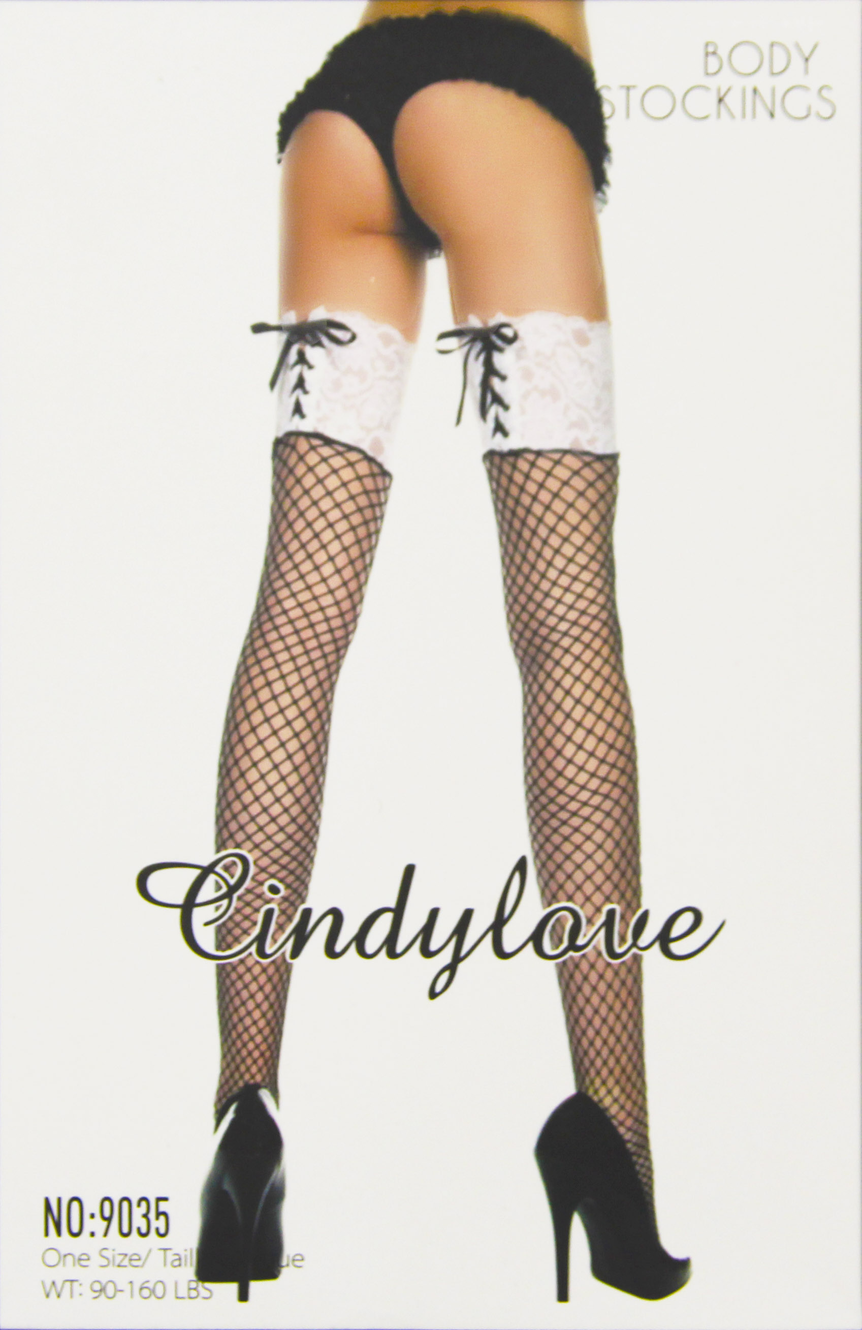 Чулки “CindyLove” черные с белой резинкой 9035, OS, White