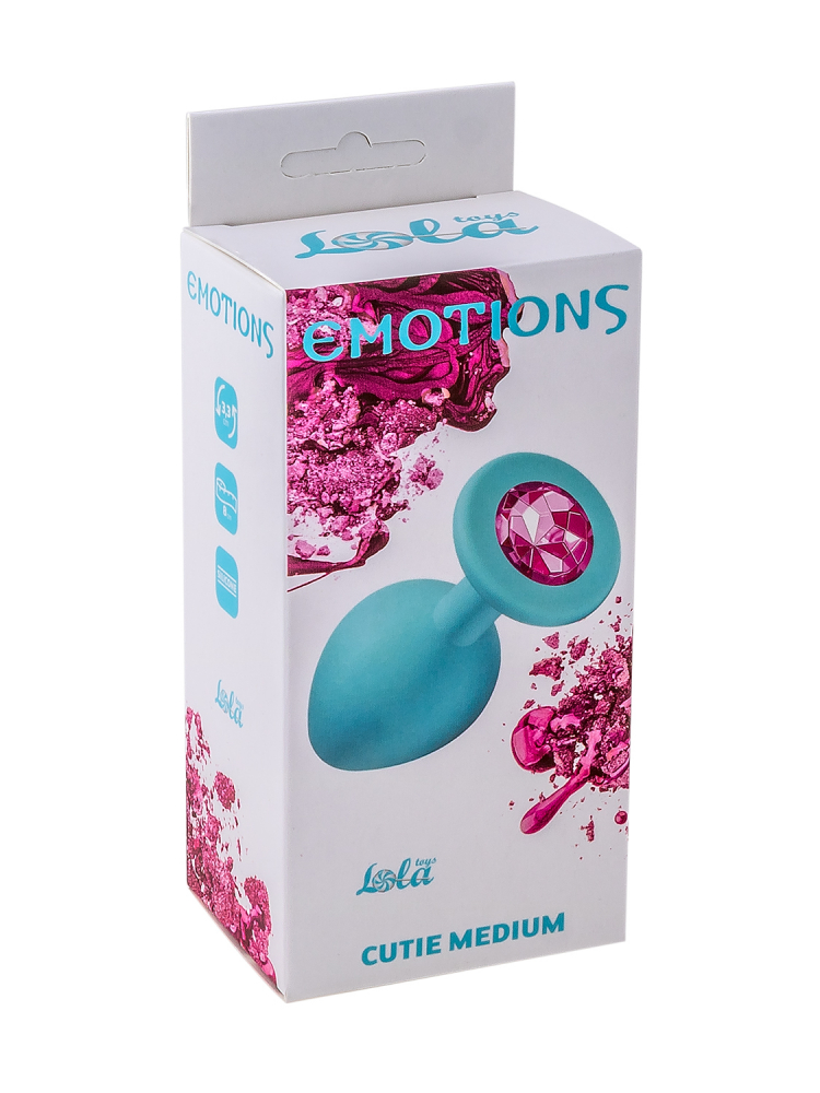 Анальная пробка Emotions Cutie Medium Turquoise pink crystal 