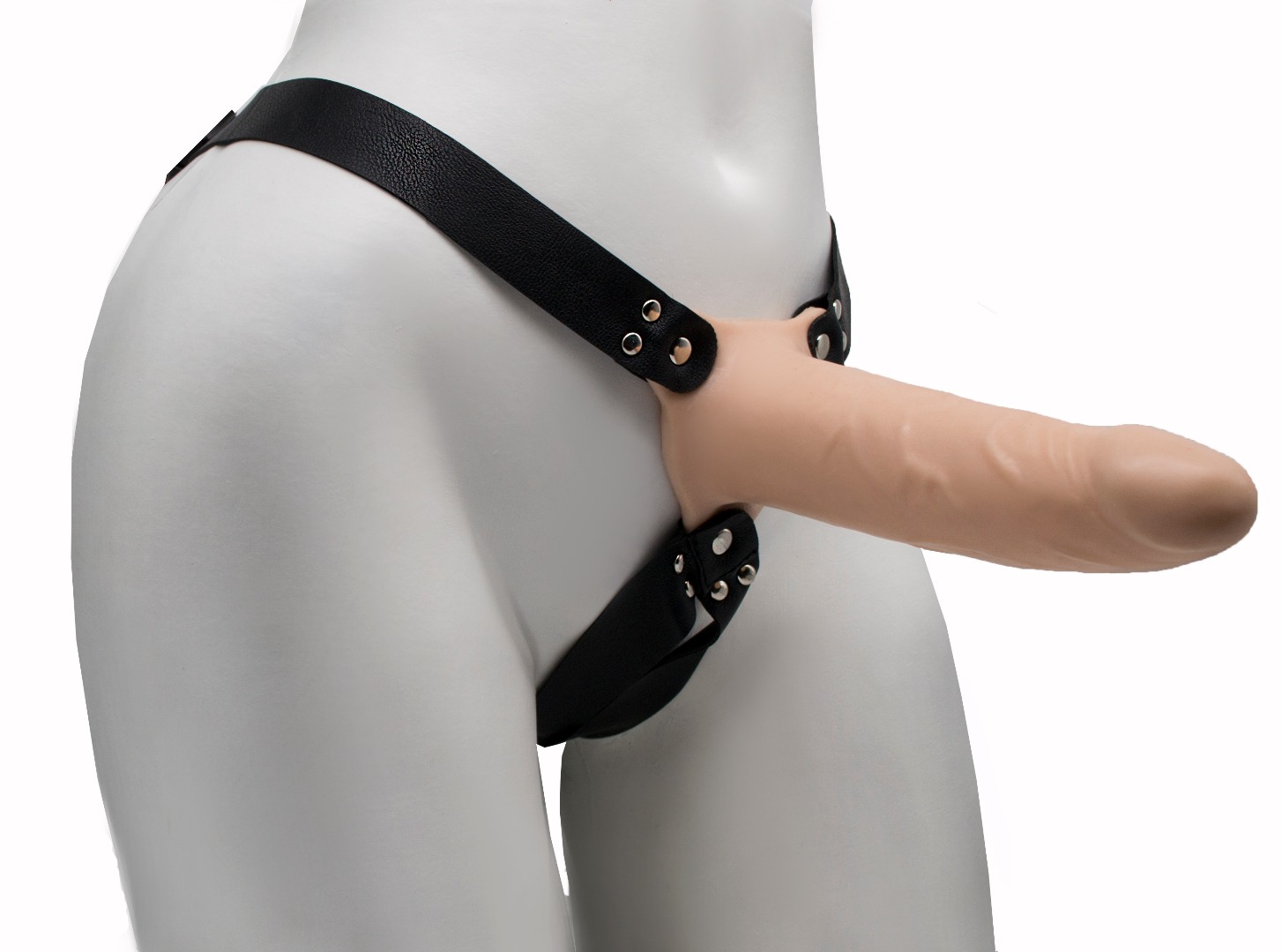 Фаллоимитатор поясной пустотелый с бандажом, Светлый