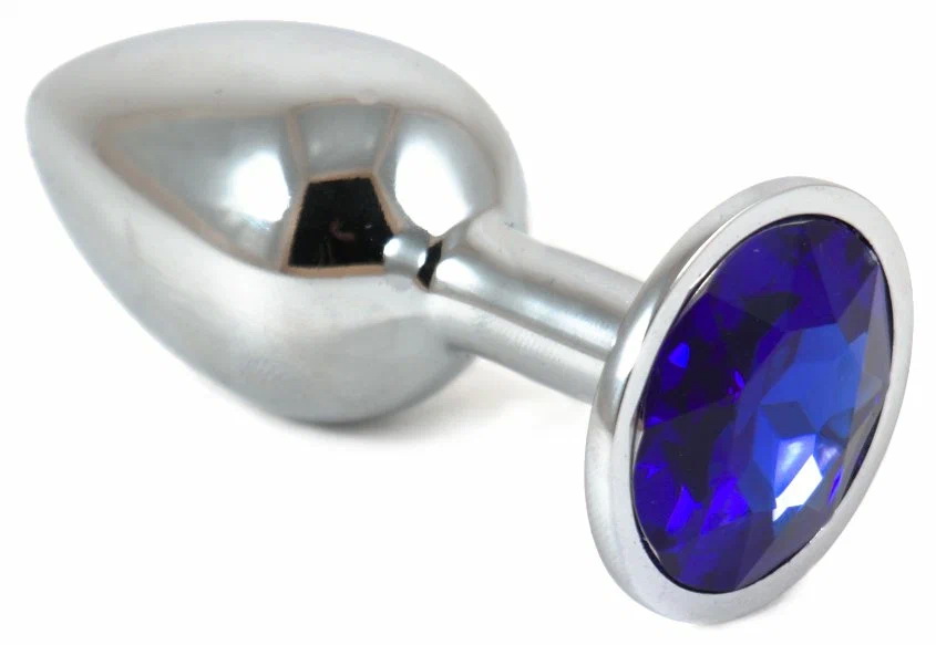 Анальная пробка с кристаллом (Голубой)