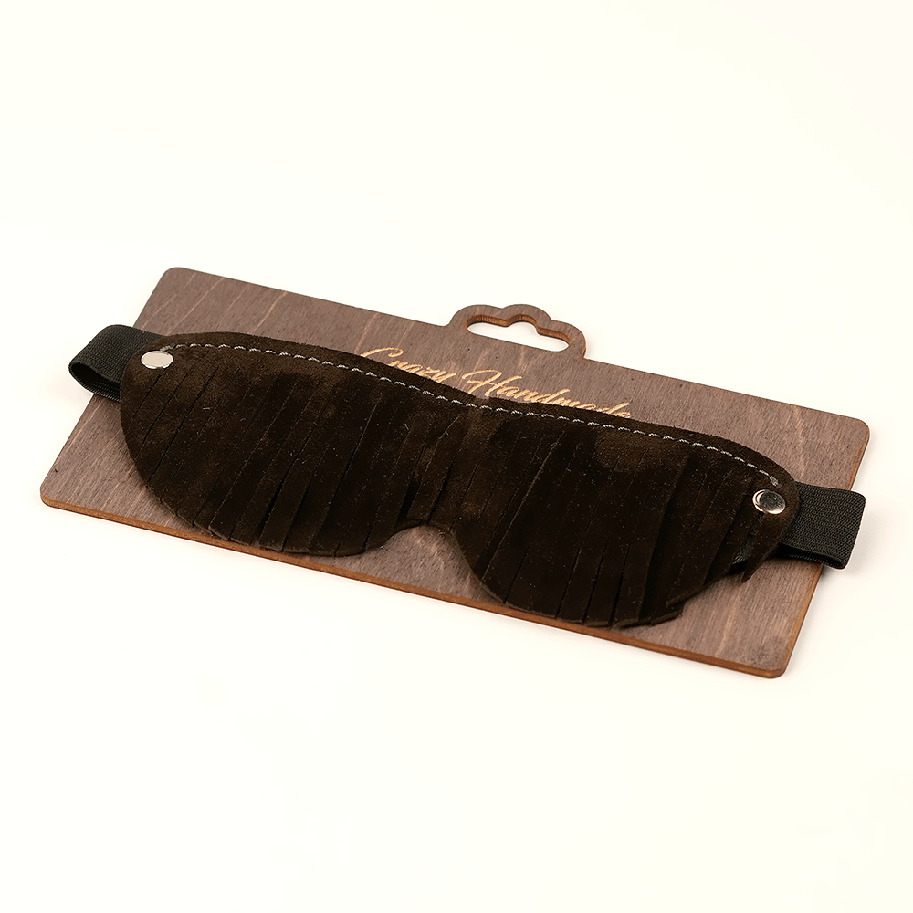 Маска с бахромой из натурального велюра, шоколад