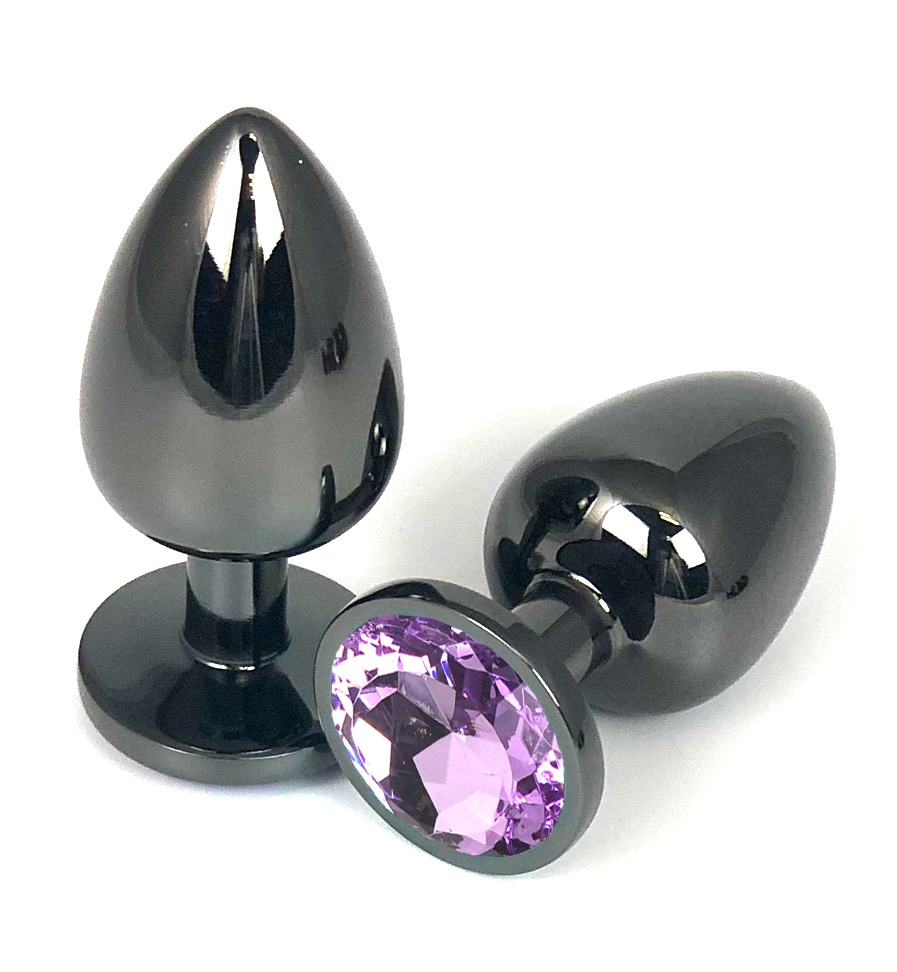 Анальная пробка "Vandersex" металл, сиреневый кристалл L, Black
