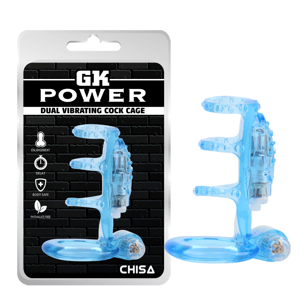 Виброкольцо Dual Vibrating Cock Cage Blue
